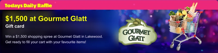 Today's Daily Raffle banner: the Prize of the Day shown on the site, with the sponsor's logo and prize